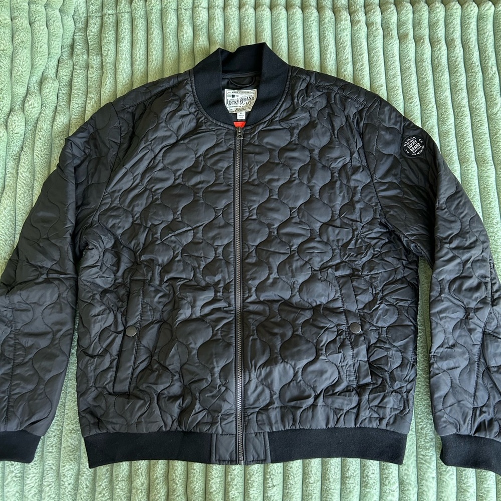 Lucky Brand Black Quilted Bomber Jacket - Men’s XL